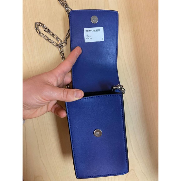 FRENCH CONNECTION Suede Leather Crossbody w/ Chain - Picture 4 of 5